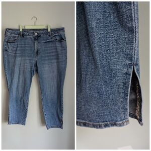 Old Navy Womens Plus Size 24 High-Rise OG Straight Cropped Slit Medium Wash 205